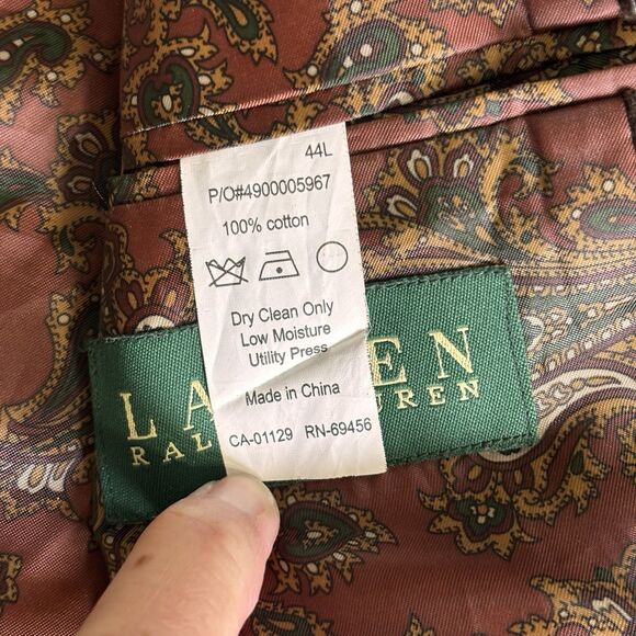 Ralph Lauren Brown Corduroy Men 44 L Sport Coat Elbow Patches Blazer Suit Jacket - Picture 8 of 8